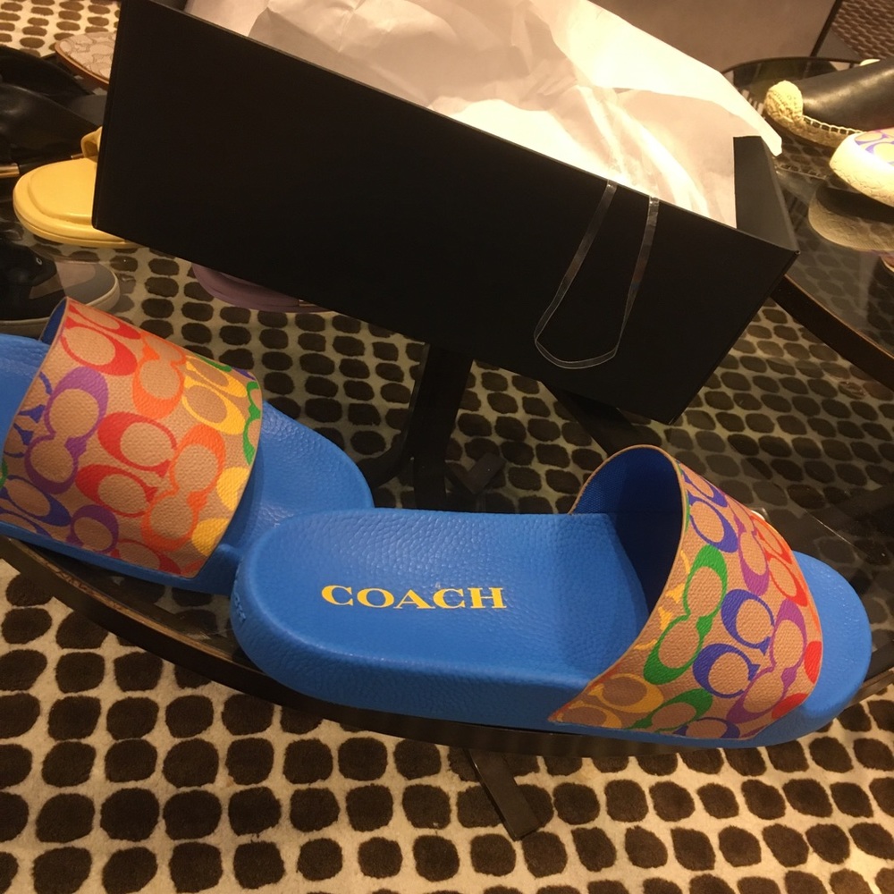 SOLD Coach slides. Size 13. Multicolored. Purchased at Coach-Tysons Corner. New.